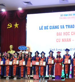 Trường ĐH Cửu Long: Trao bằng tốt nghiệp cho gần 350 tân cử nhân hệ đại học chính quy